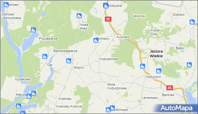 mapa Kożuszkowo, Kożuszkowo na mapie Targeo