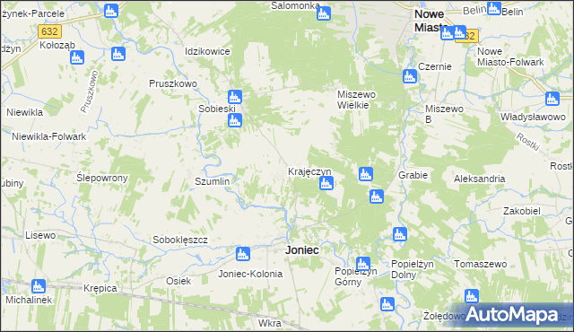 mapa Krajęczyn, Krajęczyn na mapie Targeo