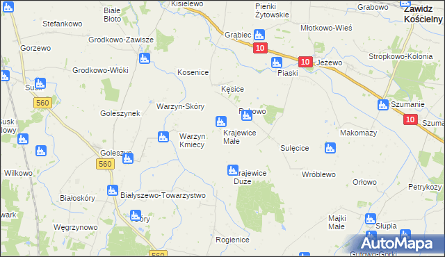 mapa Krajewice Małe, Krajewice Małe na mapie Targeo