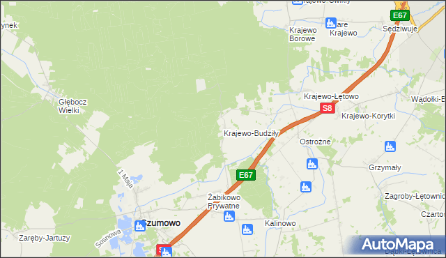 mapa Krajewo-Budziły, Krajewo-Budziły na mapie Targeo