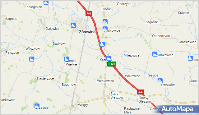 mapa Krajków gmina Żórawina, Krajków gmina Żórawina na mapie Targeo