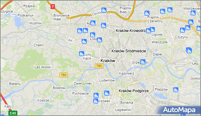 mapa Krakowa, Kraków na mapie Targeo