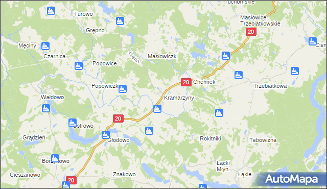 mapa Kramarzyny, Kramarzyny na mapie Targeo