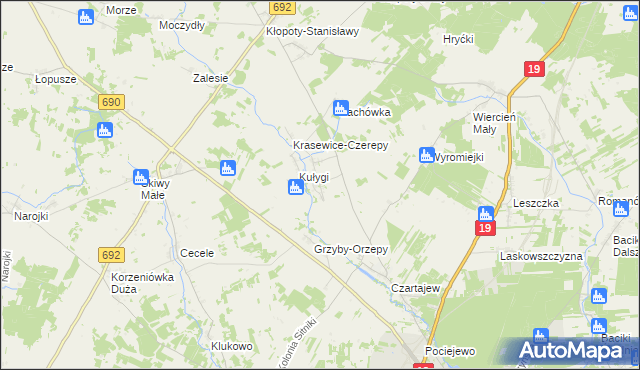 mapa Krasewice Stare, Krasewice Stare na mapie Targeo