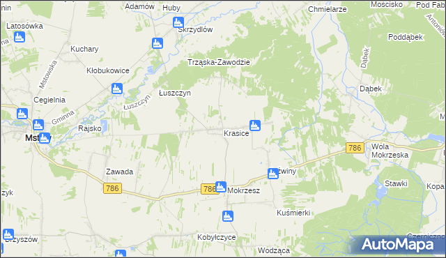 mapa Krasice gmina Mstów, Krasice gmina Mstów na mapie Targeo