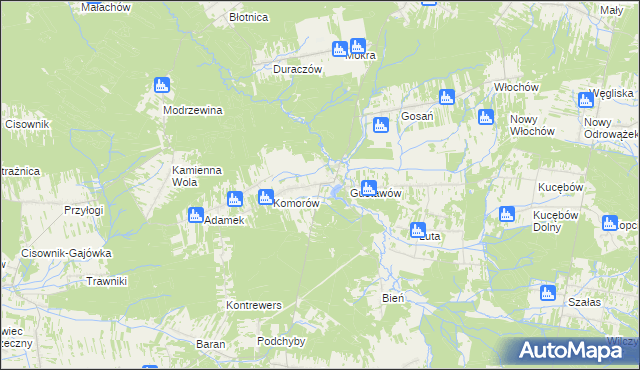 mapa Krasna gmina Stąporków, Krasna gmina Stąporków na mapie Targeo