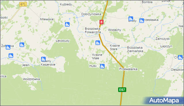 mapa Krasne Małe, Krasne Małe na mapie Targeo