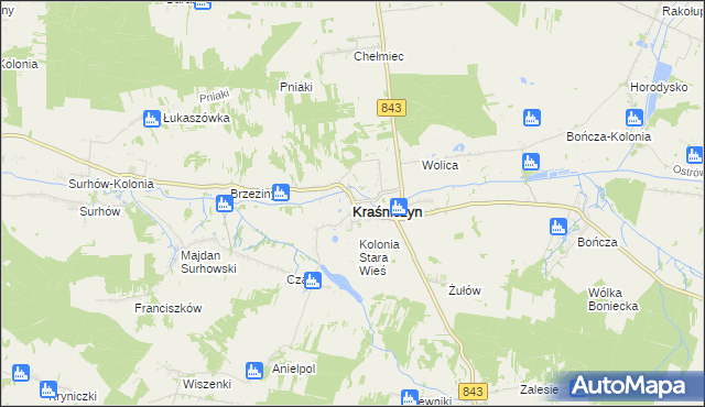 mapa Kraśniczyn, Kraśniczyn na mapie Targeo