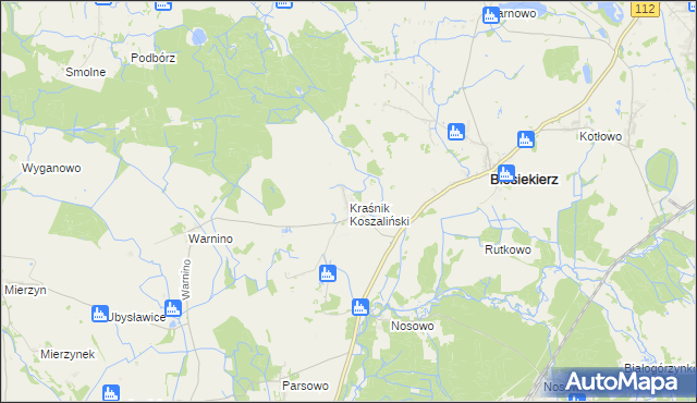 mapa Kraśnik Koszaliński, Kraśnik Koszaliński na mapie Targeo