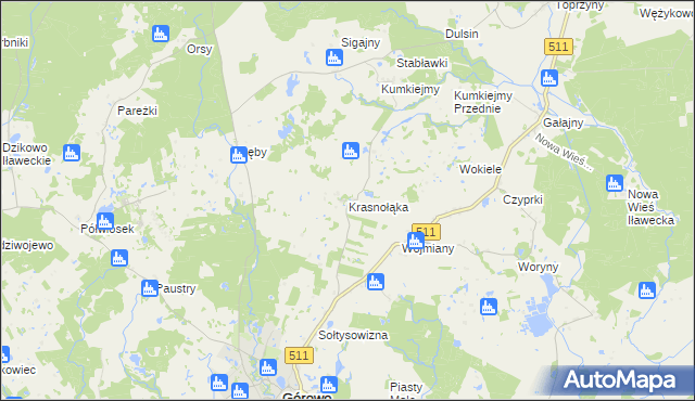 mapa Krasnołąka gmina Górowo Iławeckie, Krasnołąka gmina Górowo Iławeckie na mapie Targeo