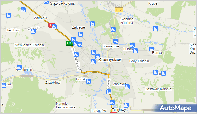 mapa Krasnystaw, Krasnystaw na mapie Targeo