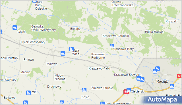 mapa Kraszewo Podborne, Kraszewo Podborne na mapie Targeo