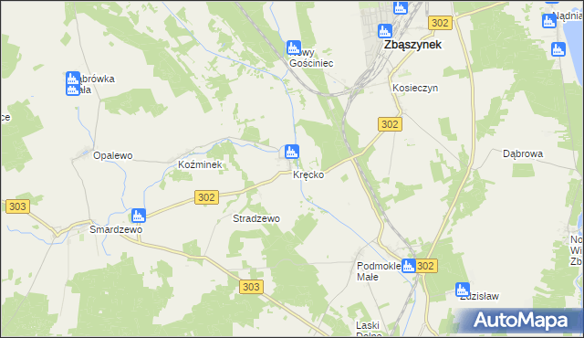 mapa Kręcko, Kręcko na mapie Targeo