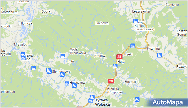 mapa Kreców, Kreców na mapie Targeo