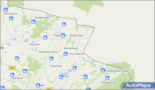 mapa Krejwiany gmina Rutka-Tartak, Krejwiany gmina Rutka-Tartak na mapie Targeo