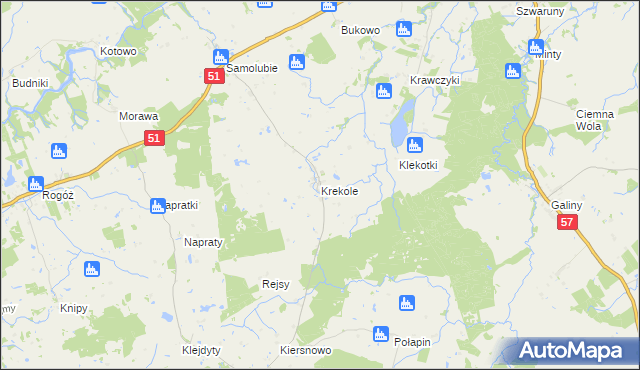 mapa Krekole, Krekole na mapie Targeo