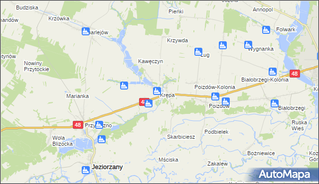 mapa Krępa gmina Jeziorzany, Krępa gmina Jeziorzany na mapie Targeo