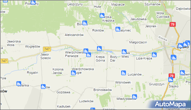 mapa Krępa Górna, Krępa Górna na mapie Targeo