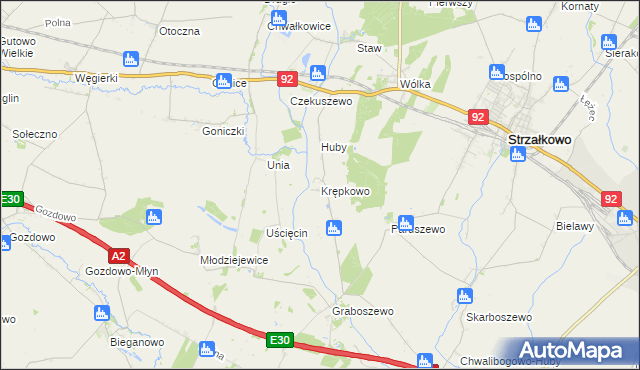 mapa Krępkowo gmina Strzałkowo, Krępkowo gmina Strzałkowo na mapie Targeo