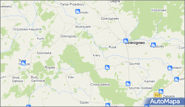 mapa Krery gmina Dzierzgowo, Krery gmina Dzierzgowo na mapie Targeo