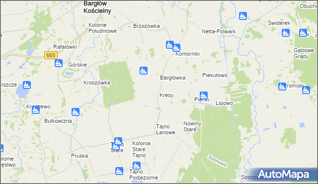 mapa Kresy gmina Bargłów Kościelny, Kresy gmina Bargłów Kościelny na mapie Targeo