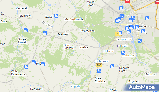 mapa Krężce, Krężce na mapie Targeo