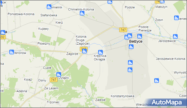 mapa Krężnica Okrągła, Krężnica Okrągła na mapie Targeo