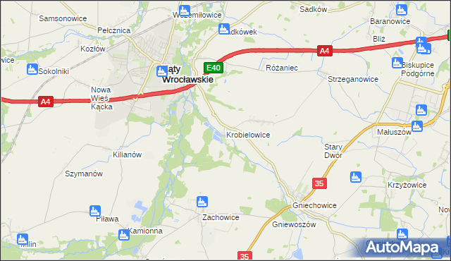 mapa Krobielowice, Krobielowice na mapie Targeo