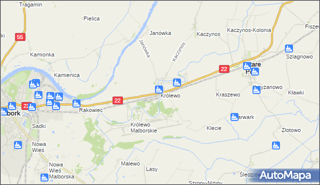 mapa Królewo gmina Stare Pole, Królewo gmina Stare Pole na mapie Targeo