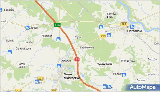 mapa Królikowice gmina Bytom Odrzański, Królikowice gmina Bytom Odrzański na mapie Targeo