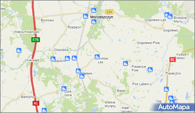 mapa Królów Las, Królów Las na mapie Targeo