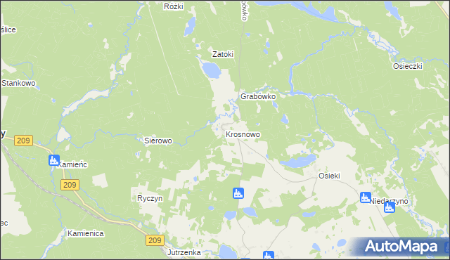 mapa Krosnowo, Krosnowo na mapie Targeo