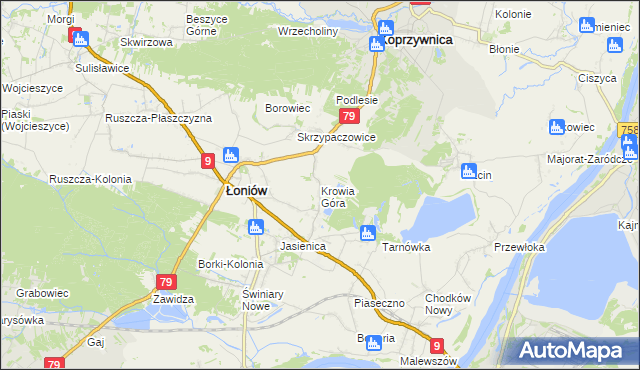 mapa Krowia Góra, Krowia Góra na mapie Targeo