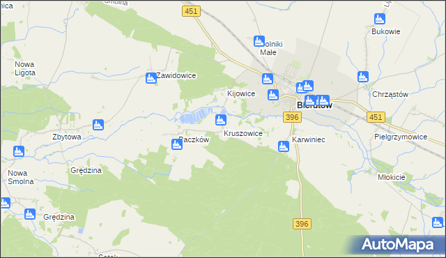 mapa Kruszowice, Kruszowice na mapie Targeo