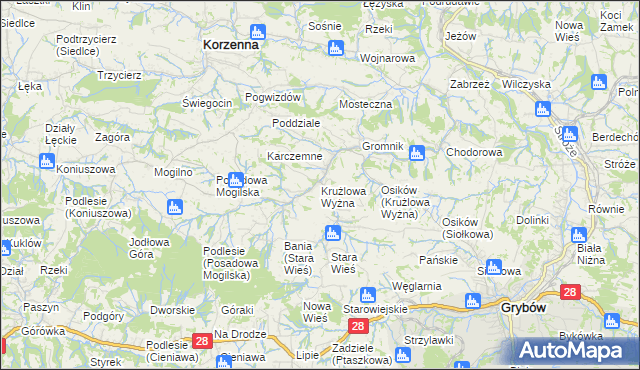 mapa Krużlowa Wyżna, Krużlowa Wyżna na mapie Targeo