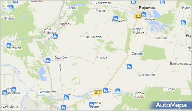 mapa Krynica gmina Krasnystaw, Krynica gmina Krasnystaw na mapie Targeo