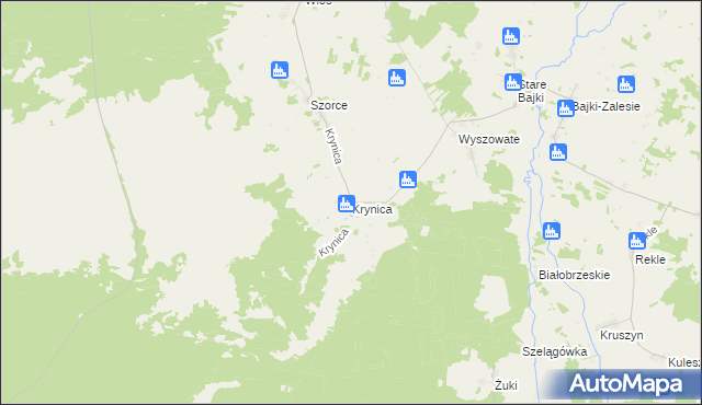 mapa Krynica gmina Trzcianne, Krynica gmina Trzcianne na mapie Targeo