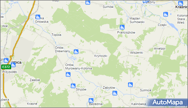 mapa Kryniczki, Kryniczki na mapie Targeo