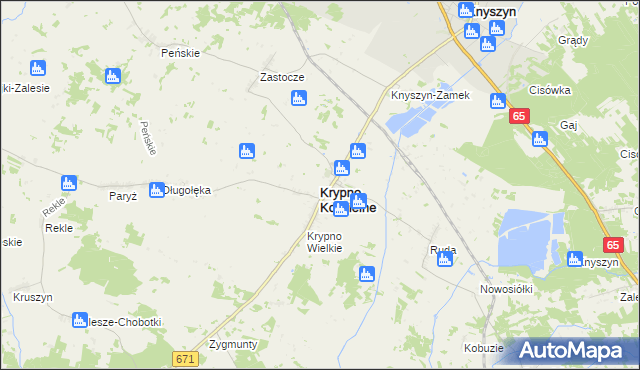 mapa Krypno Kościelne, Krypno Kościelne na mapie Targeo