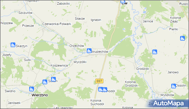 mapa Krypy gmina Wierzbno, Krypy gmina Wierzbno na mapie Targeo