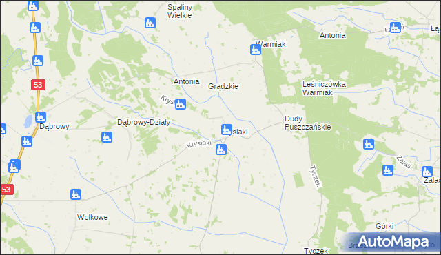 mapa Krysiaki gmina Myszyniec, Krysiaki gmina Myszyniec na mapie Targeo