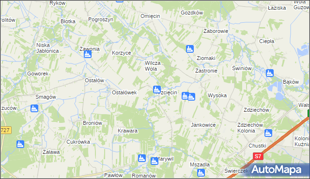 mapa Krzcięcin, Krzcięcin na mapie Targeo