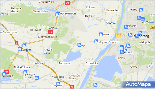 mapa Krzcin, Krzcin na mapie Targeo