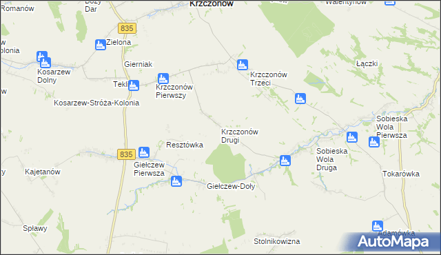 mapa Krzczonów Drugi, Krzczonów Drugi na mapie Targeo