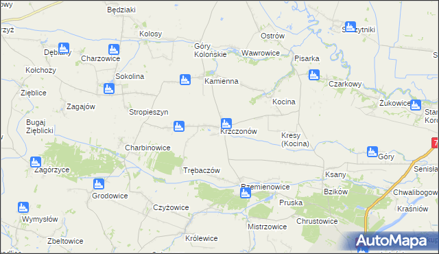 mapa Krzczonów gmina Opatowiec, Krzczonów gmina Opatowiec na mapie Targeo