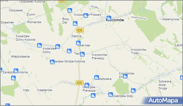 mapa Krzczonów Pierwszy, Krzczonów Pierwszy na mapie Targeo