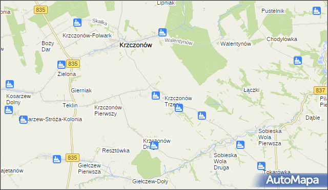 mapa Krzczonów Trzeci, Krzczonów Trzeci na mapie Targeo