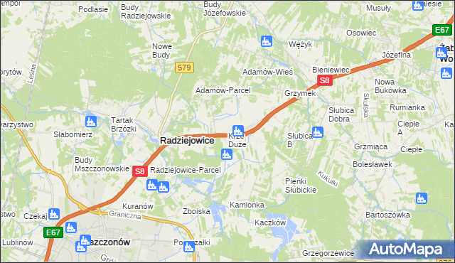 mapa Krze Duże, Krze Duże na mapie Targeo