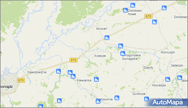 mapa Krzecze, Krzecze na mapie Targeo