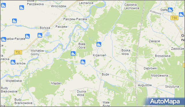 mapa Krzemień gmina Stromiec, Krzemień gmina Stromiec na mapie Targeo